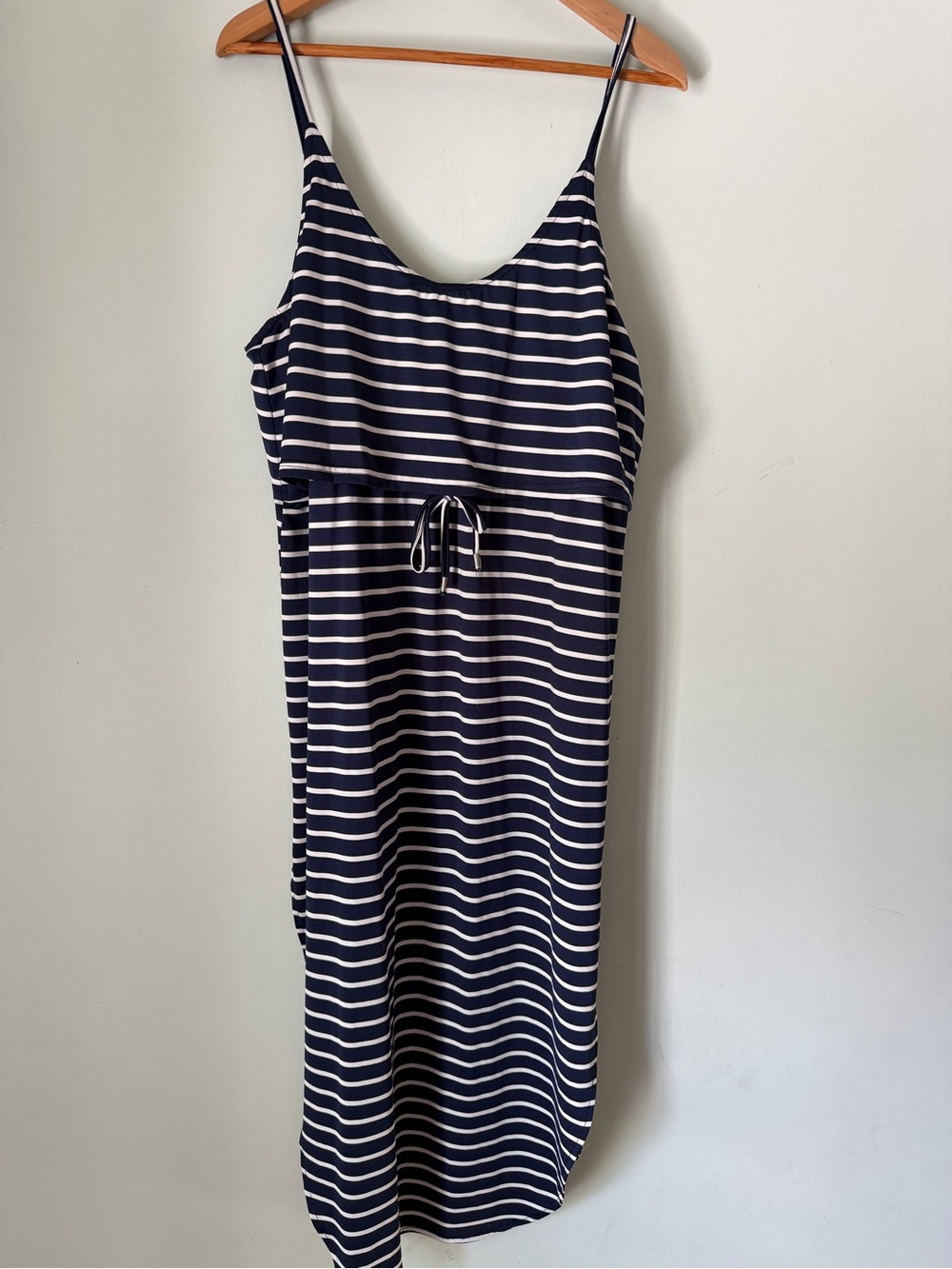 Cupshe Navy White Striped Swim Cover Up Dress XL Resortwear Coastal